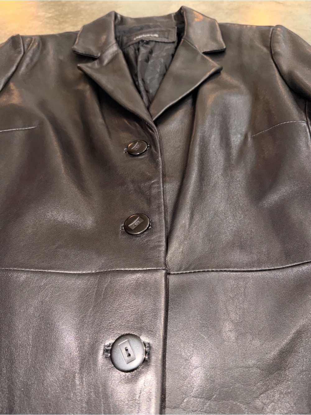 Jones New York Genuine Leather Blazer Jacket Black L Fall Winter Capsule Classic - Picture 3 of 13